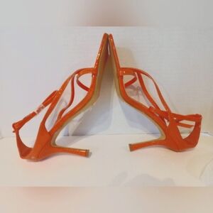EGO Orange High Heel Sandals Sz.8‎ NWOT